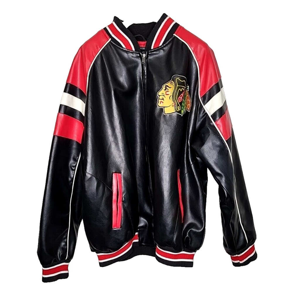 G-III Sports By Carl Banks Licensed Chicago Blackhawk Faux Leather Jacket XL